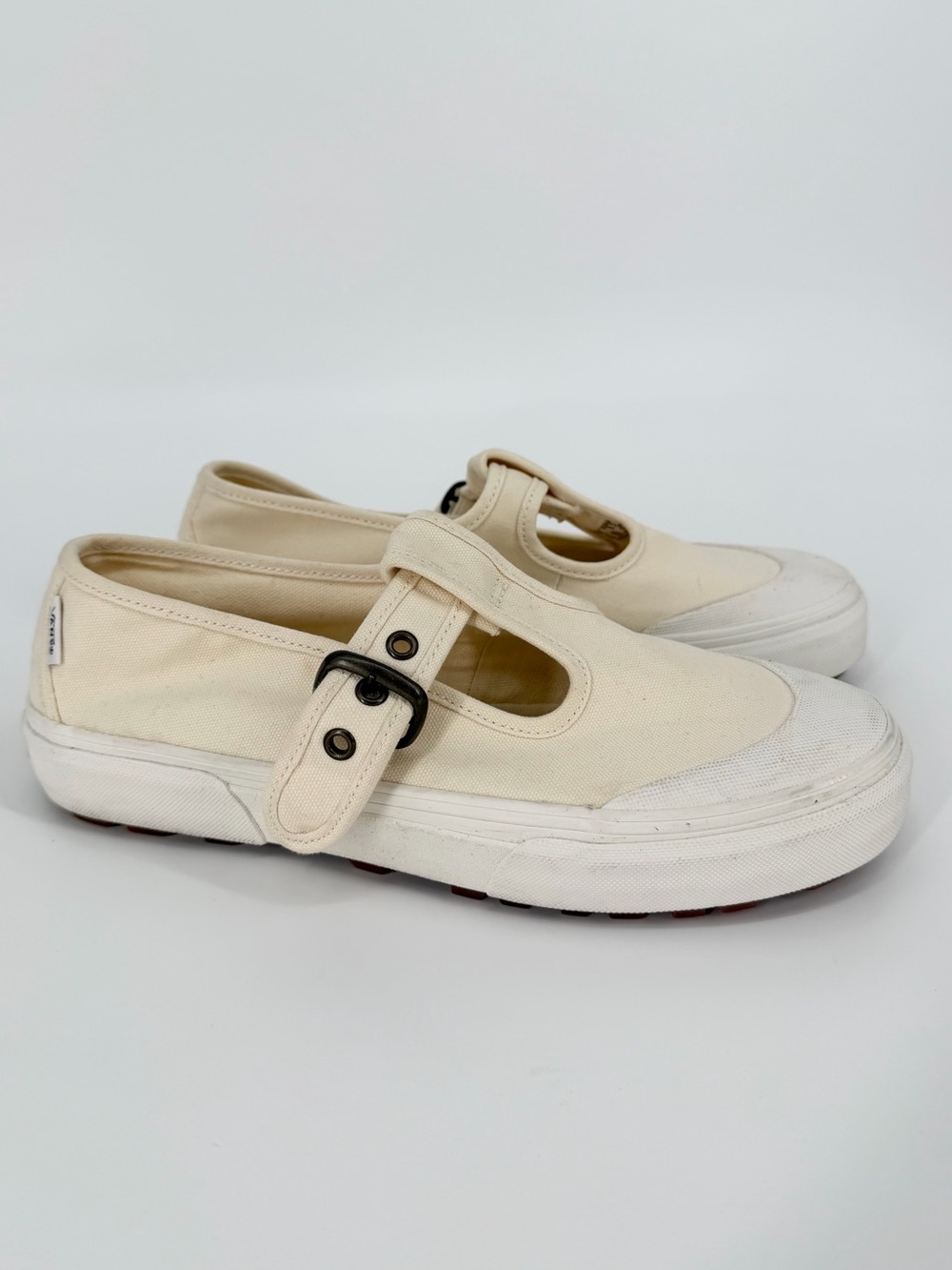 Vans Style 93 Mary Jane Canvas Buckle Shoes Cream Off White Womens